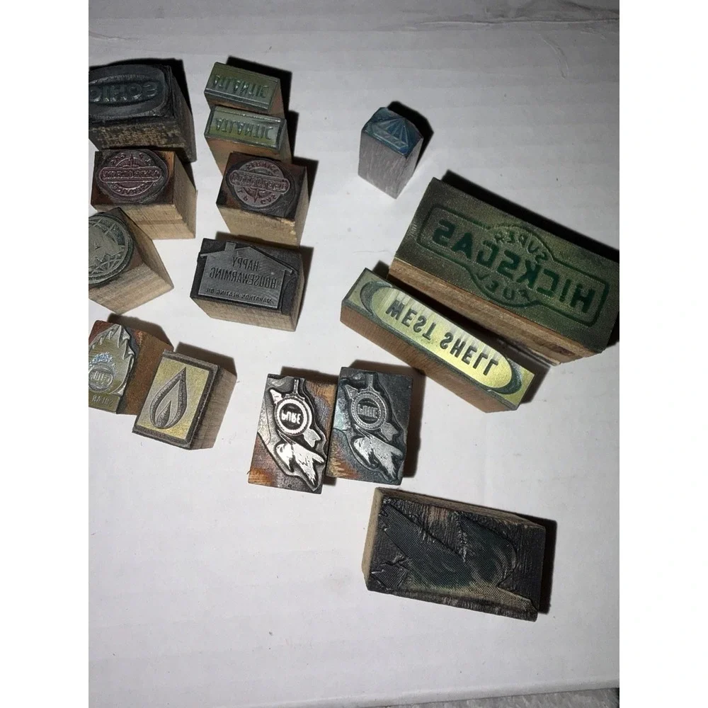 Vtg Lot Printing Letterpress Printer Block Automotive Oil Gas Station Logos Enco